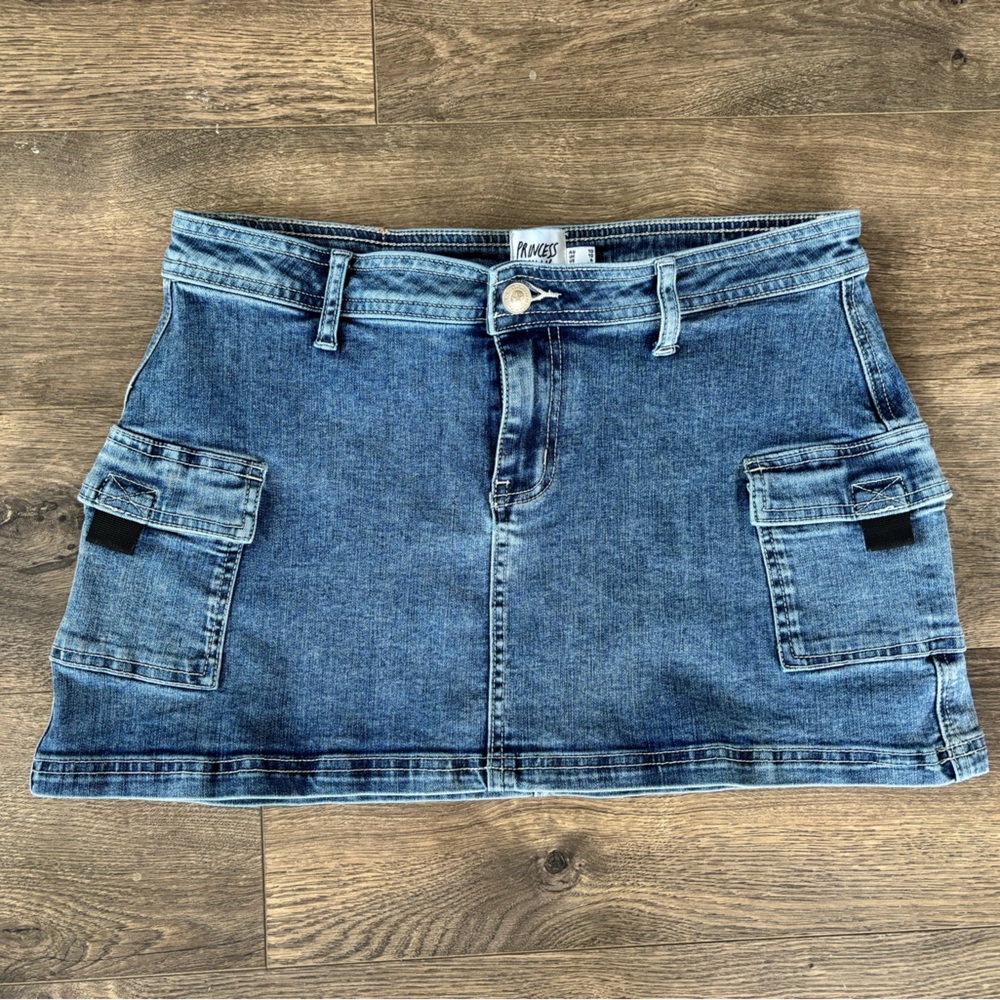 Princess Polly mini cargo jean skirt